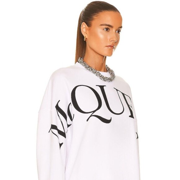 Alexander McQueen Oversized Logo Sweatshirt – White, Made in Italy, L - Picture 2 of 10